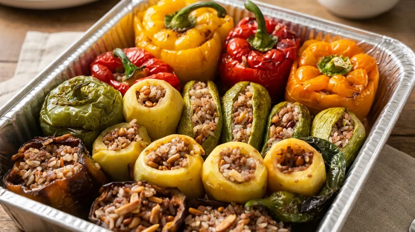 tuffed vegetables platter with peppers and zucchini at Sohela Kitchen
