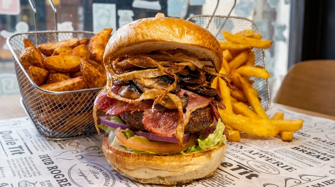 Burger and fries served at Burger Place in Majdal Shams