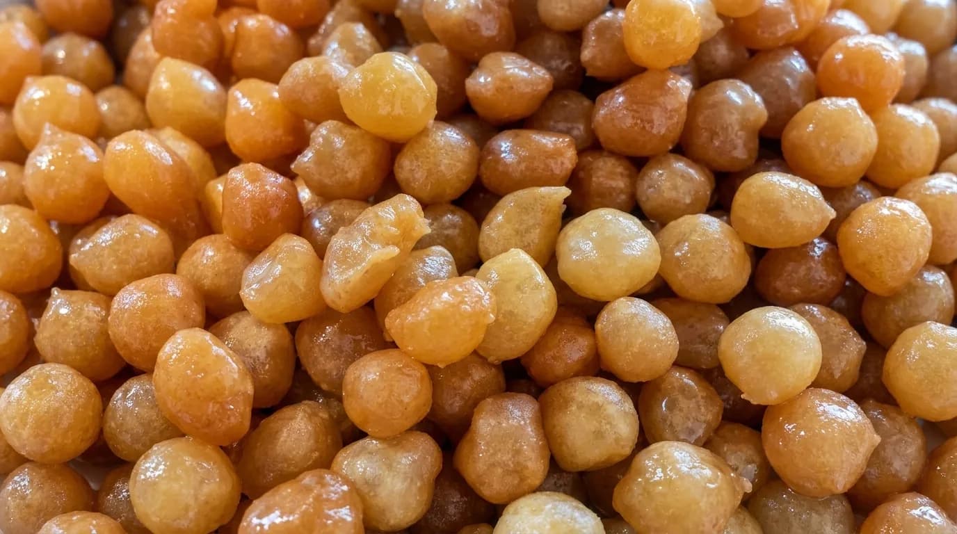 Traditional syrup-soaked dessert balls at Bahaa Abu Zaid Sweets