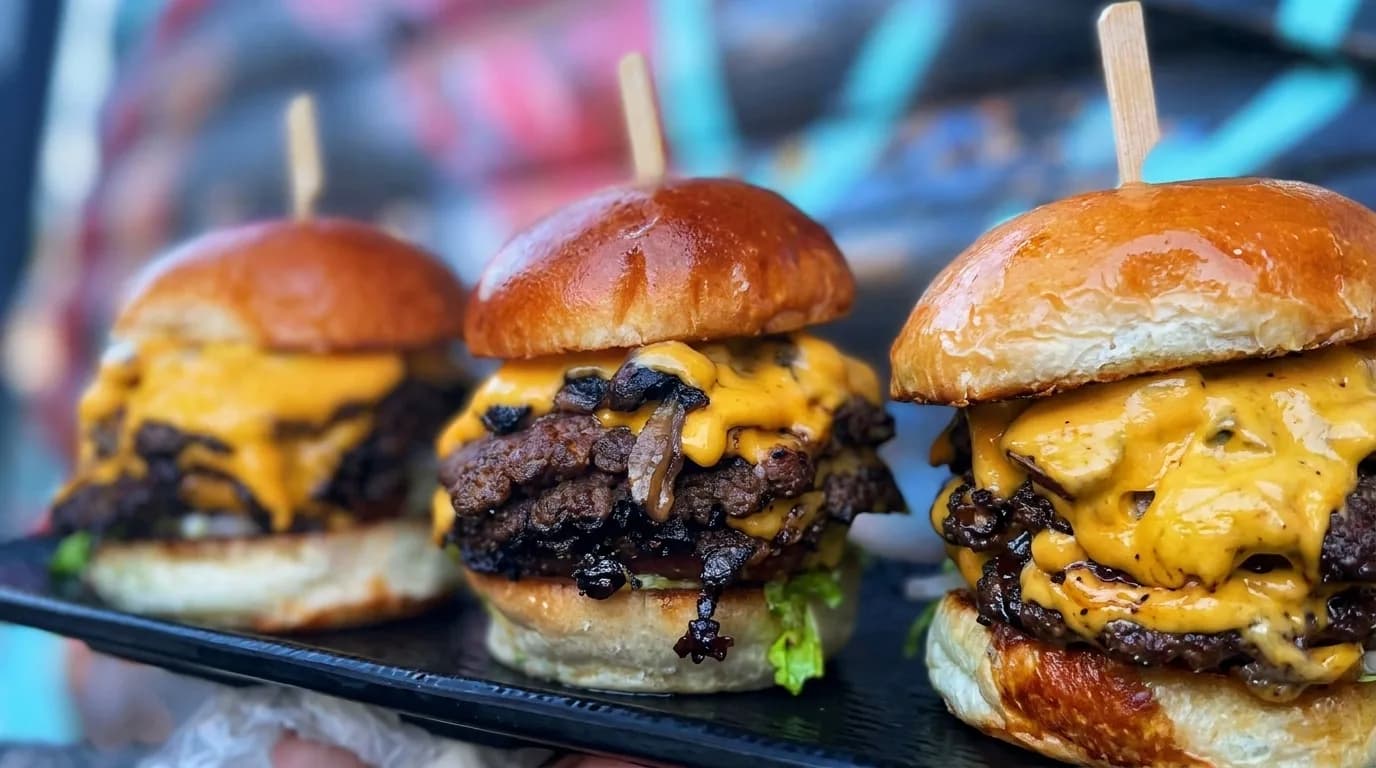 Tray of mini burgers from Burger Place in Majdal Shams